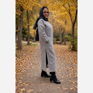 پیراهن زمستانه موهر جناقی گرم با چاک کناری l دوزیما